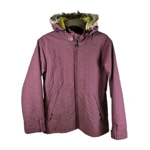 Volcom Women's L Puzzled Jkt. Insulated Snowboard Ski Burgundy Winter Coat Hood